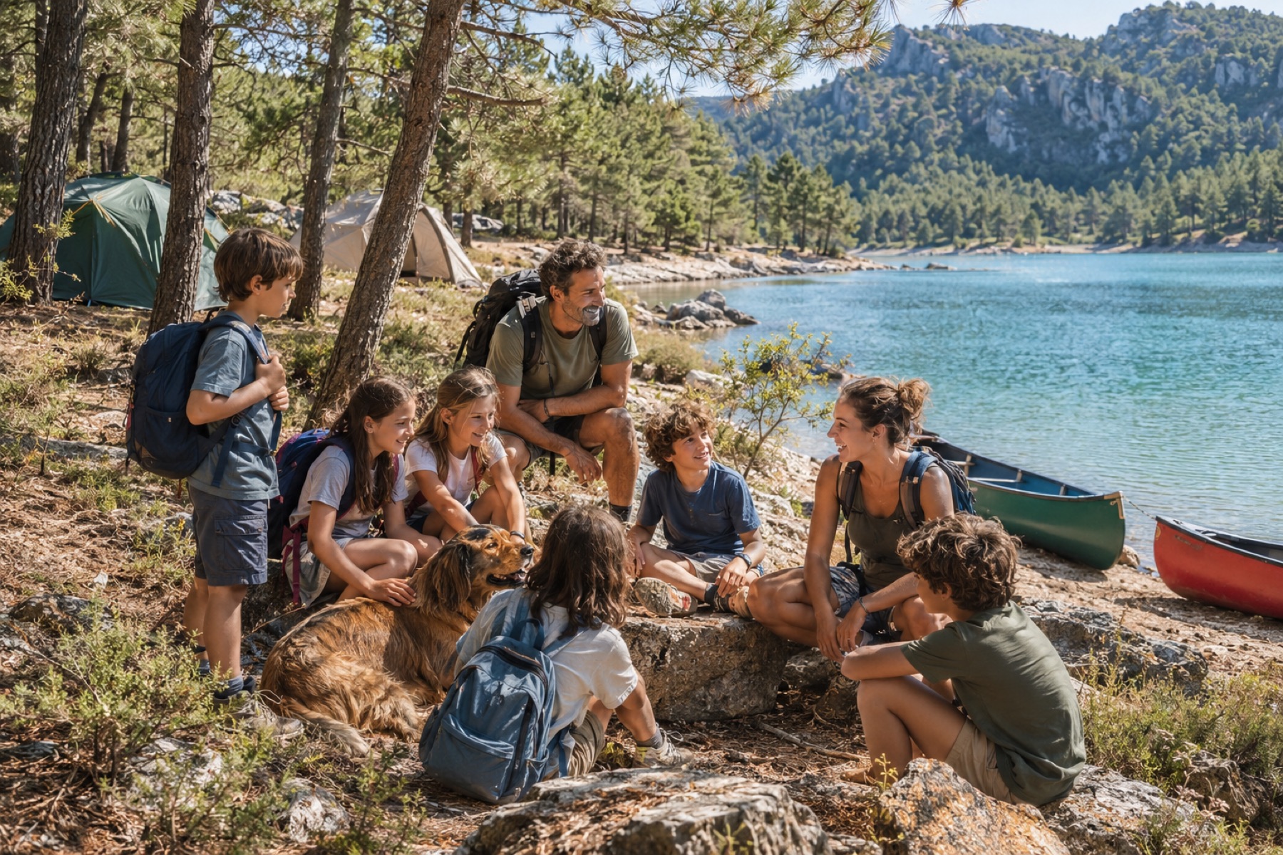 Campamento junto a un embalse